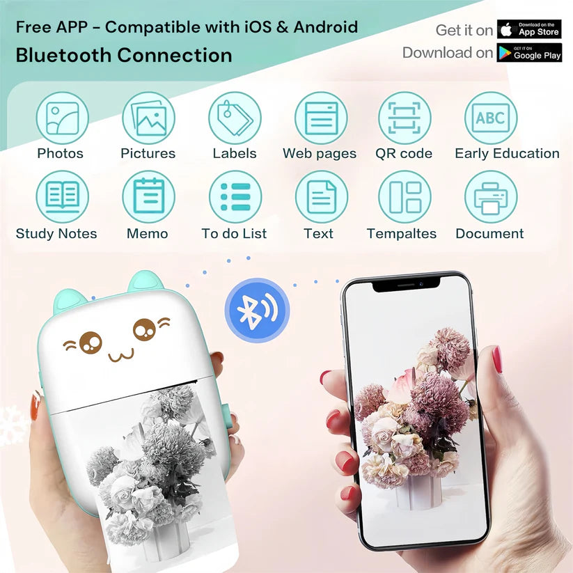Mini Bluetooth Thermal Printer – Fun & Easy Wireless Printing